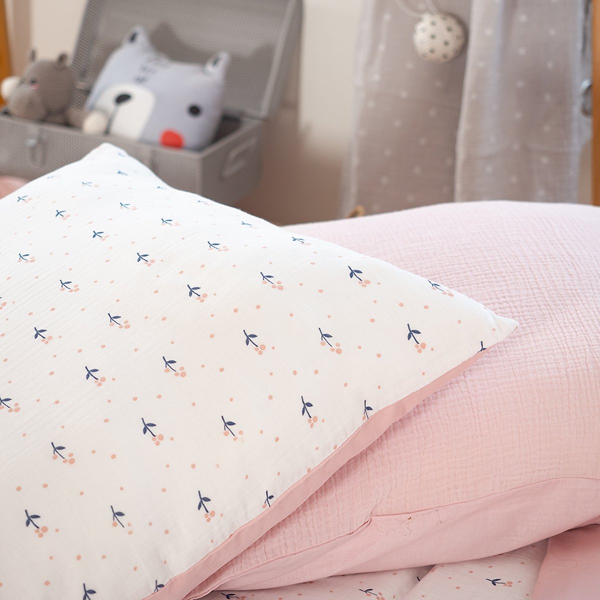 Parure de lit enfant gaze de coton, Liberty rose, C DESIGN HOME TEXTILE