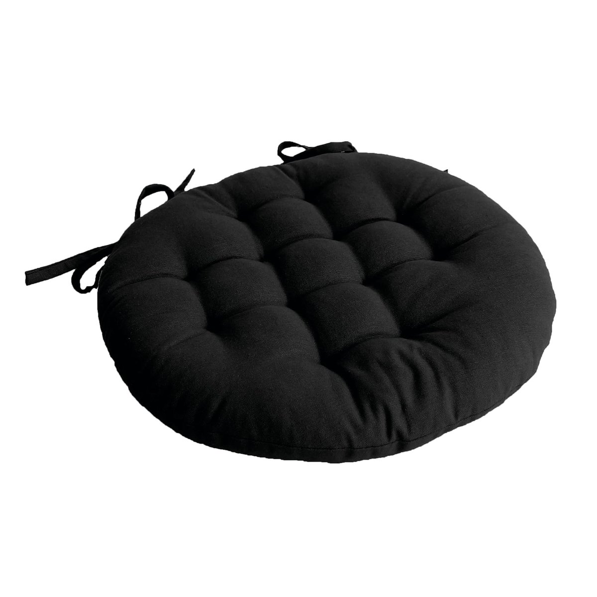 Galette de chaise ronde Panama noir, EDEN