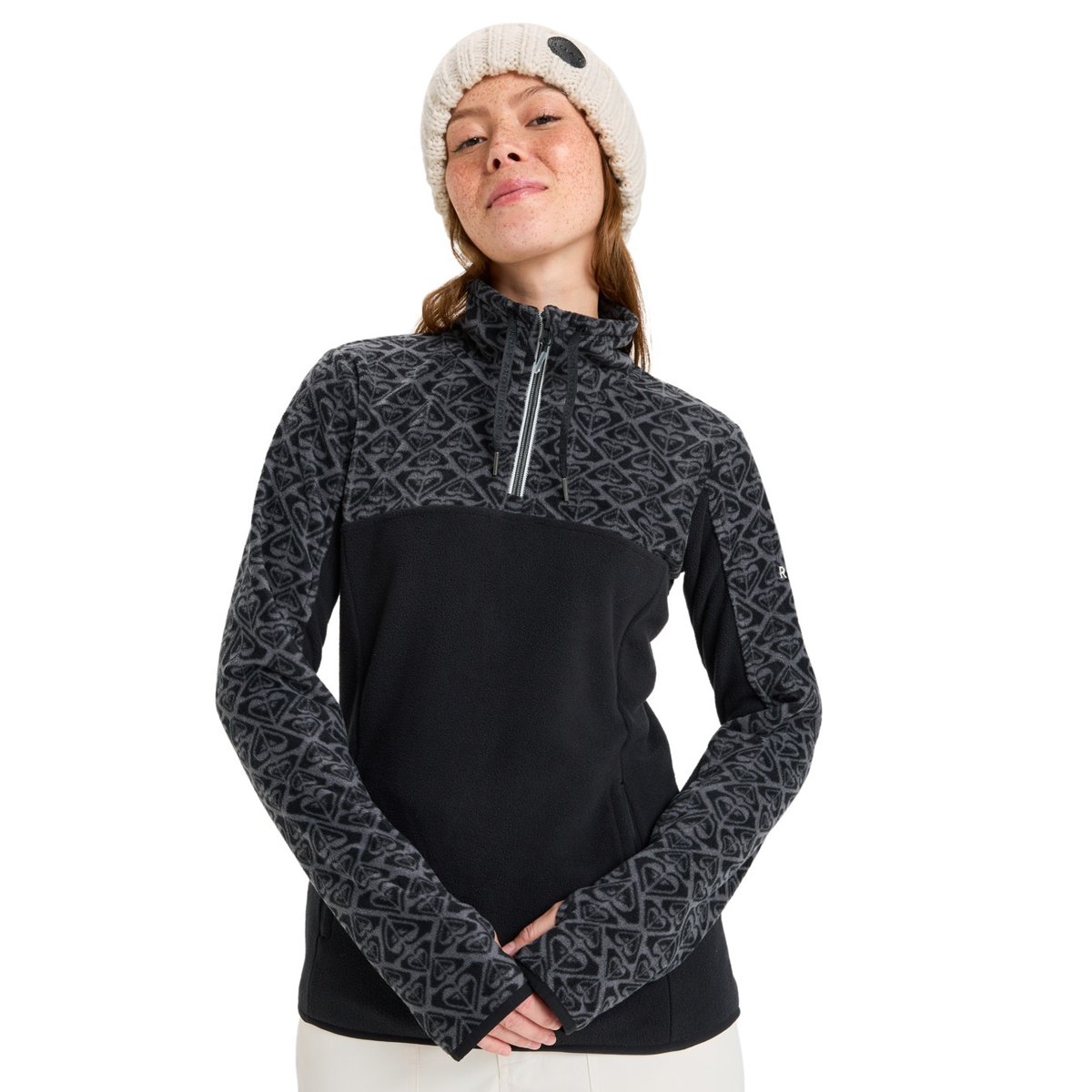 Couche intermédiaire technique SAYNA HALF ZIP. noir true black roxygram tonal, ROXY