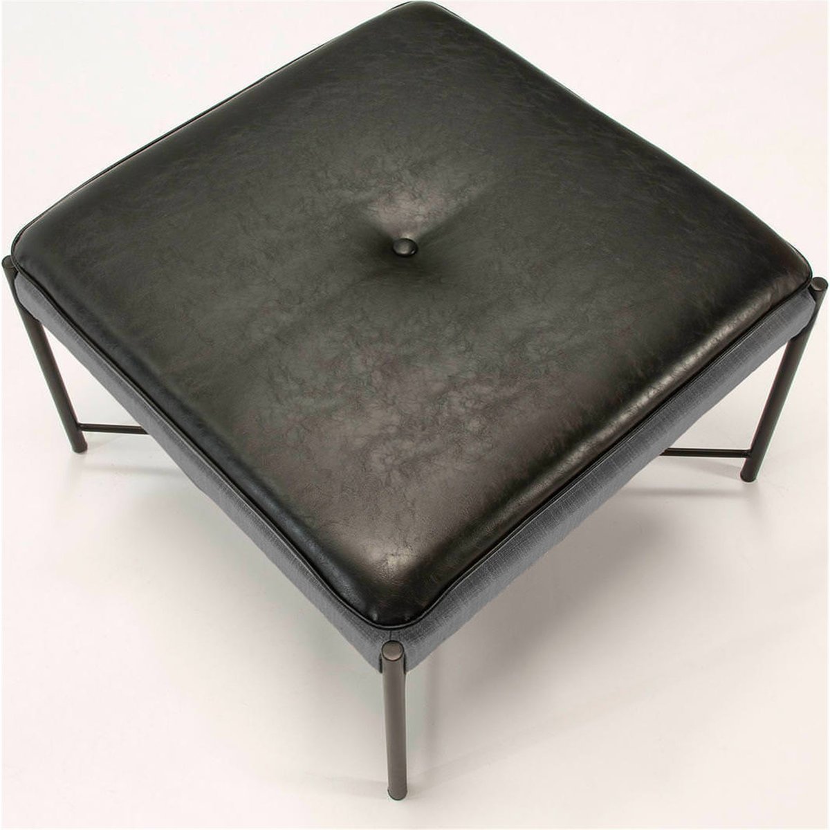 Pouf carré en fer, Style industriel noir et gris, RECOLLECTION