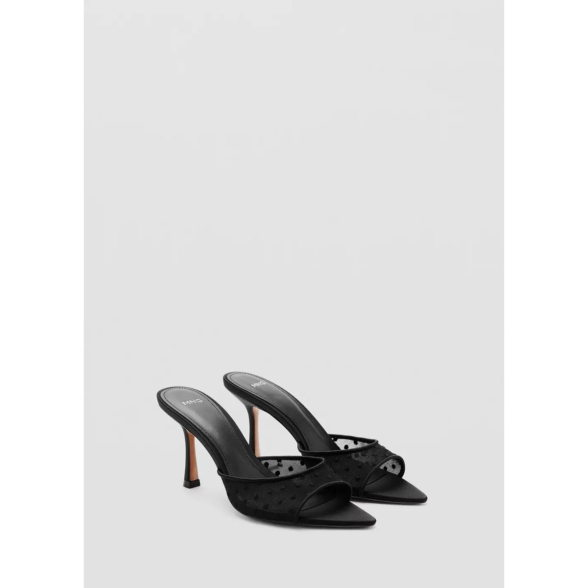 Sandales en mesh à talon noir, MANGO