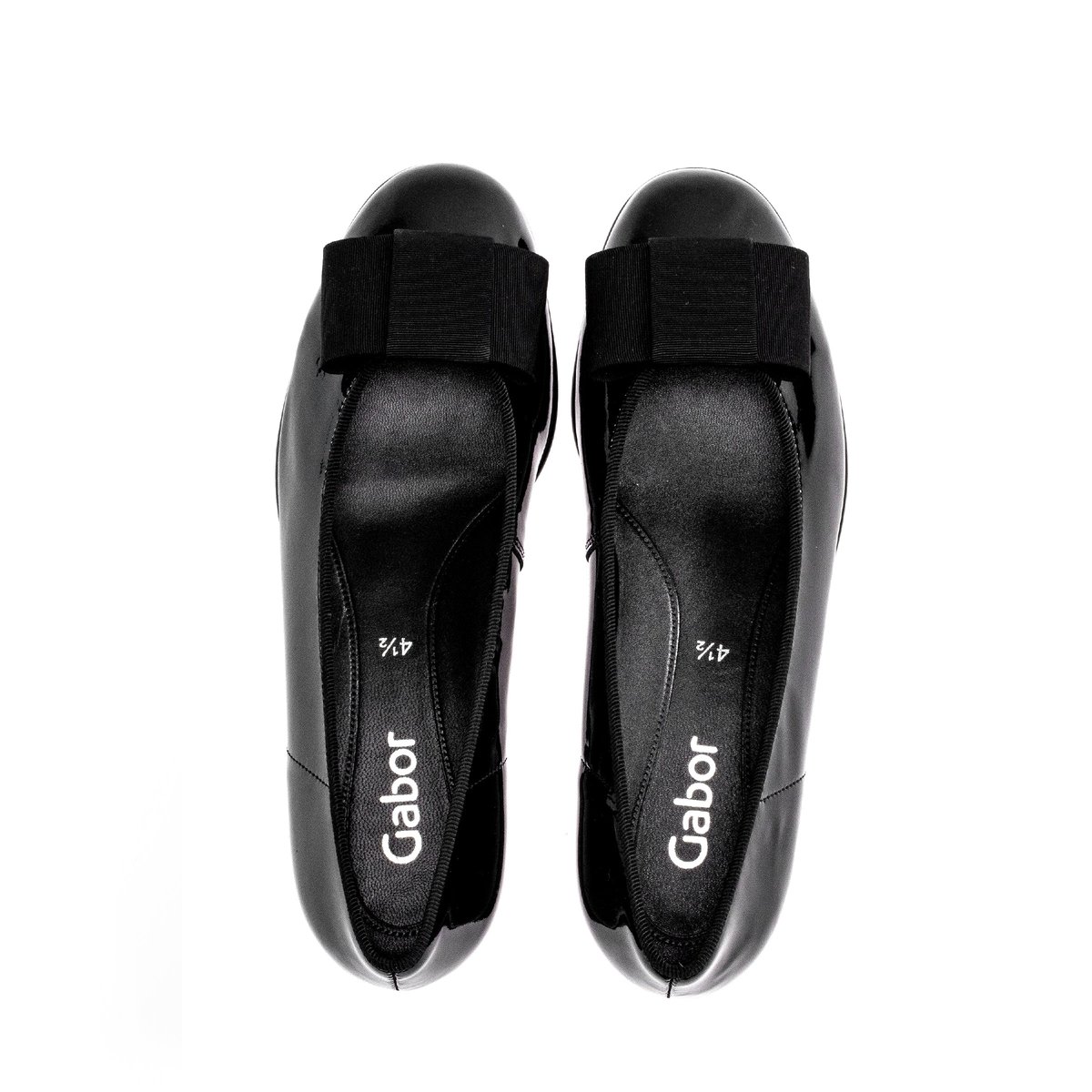 Ballerines en cuir à talon décroché noir vernis, GABOR