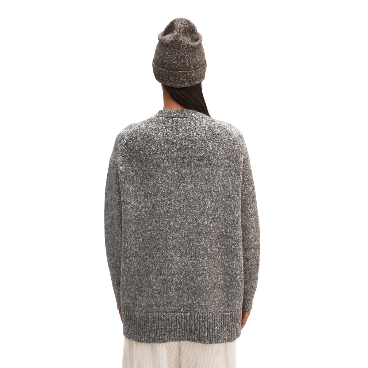 Cardigan long et ample en un mélange douillet de coton bio et de laine d'alpaga marron fonce, MARC O'POLO