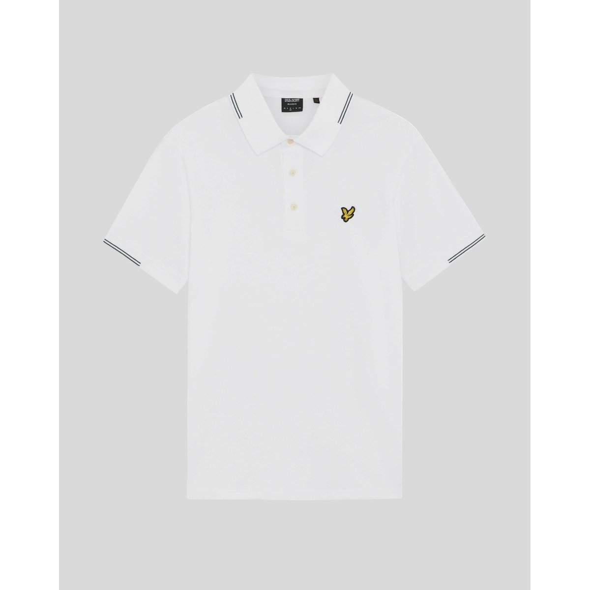 Polo en coton fin à liserés contrastés blanc/everglade, LYLE & SCOTT