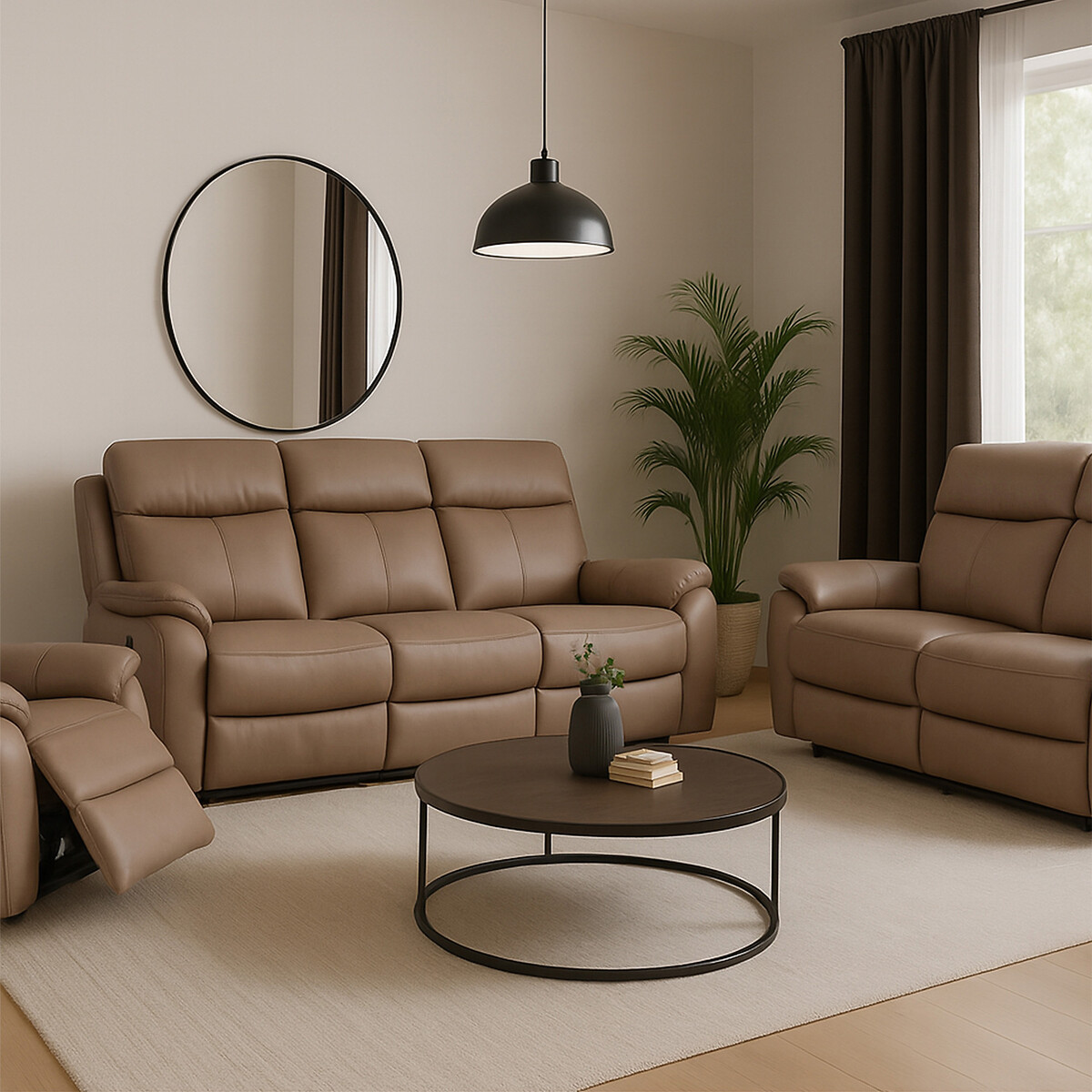 Kingsmere Power Recliner 3 Seater Leather Sofa tan, ASPIRE