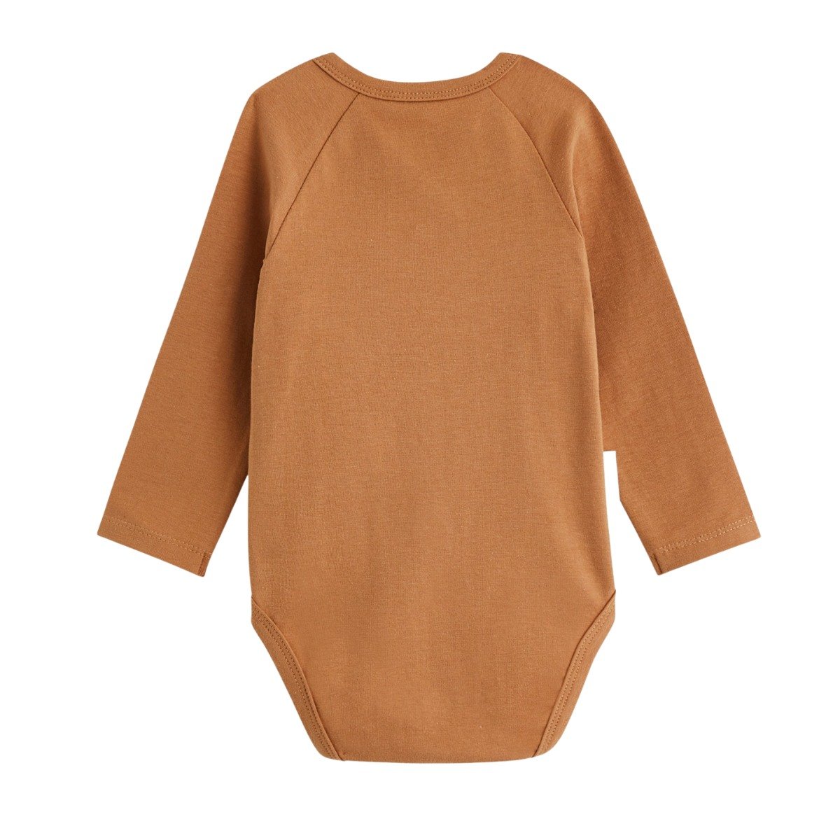 Lot de 2 bodies bébé manches longues ouverture croisée Caramel marron, PETIT BEGUIN