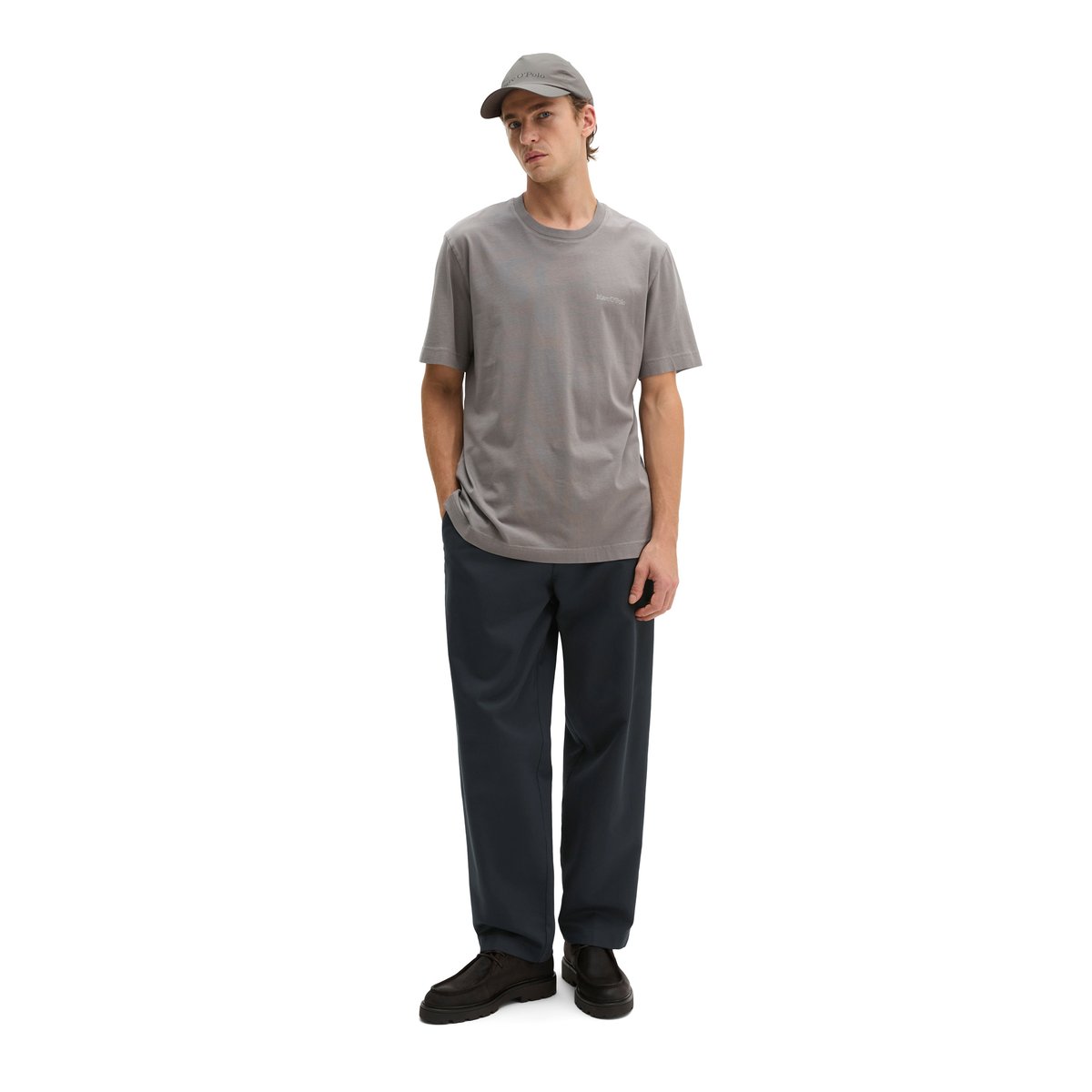T-shirt regular en coton bio régénéré gris, MARC O'POLO
