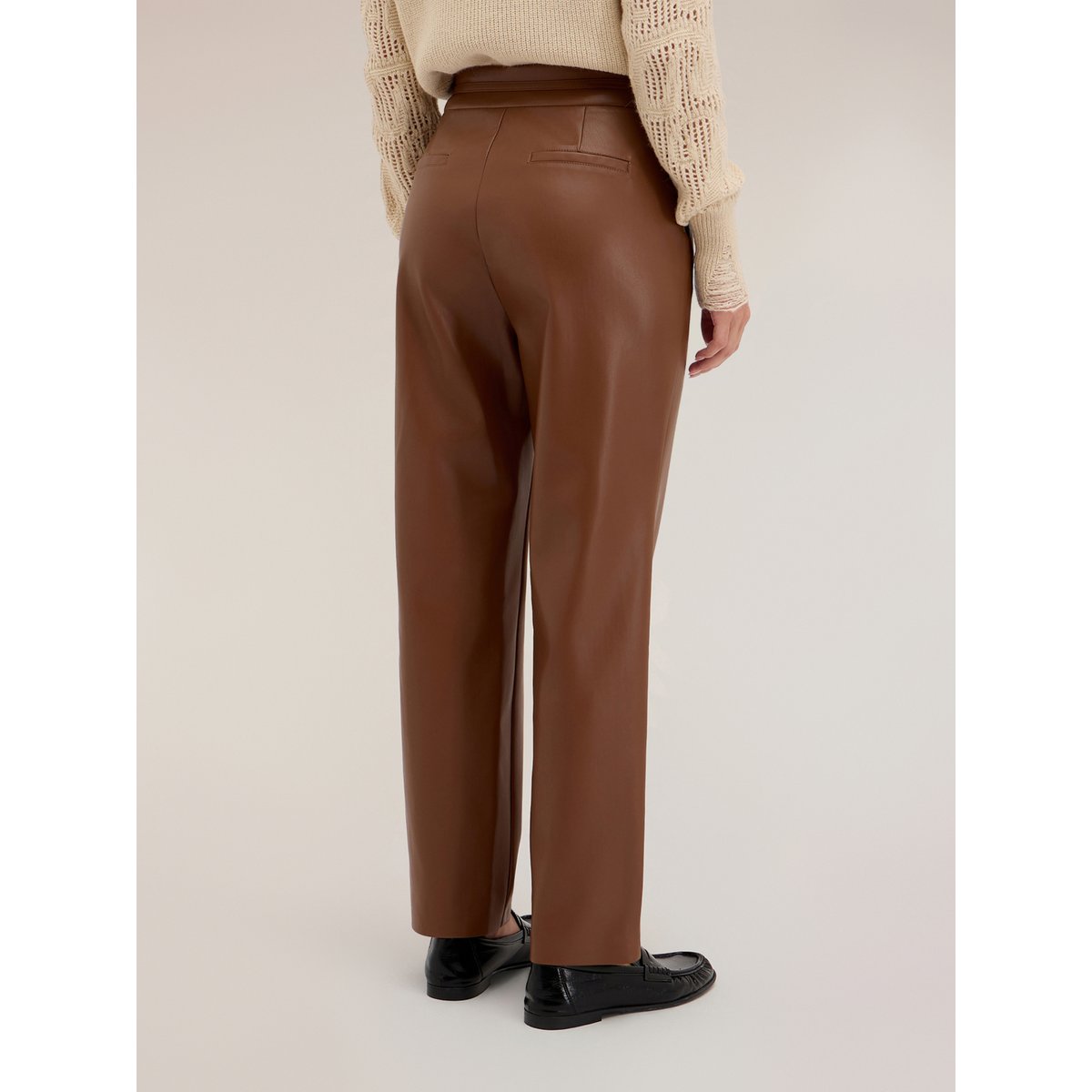Pantalon regular effet brillant marron, MOTIVI