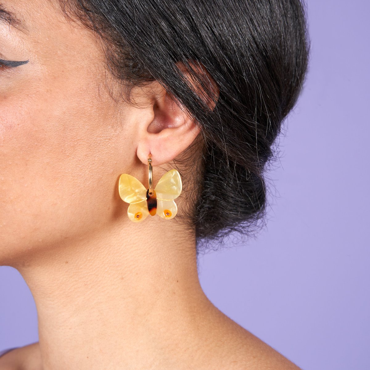 Boucles d'oreilles PAPILLON JAUNE jaune, COUCOU SUZETTE