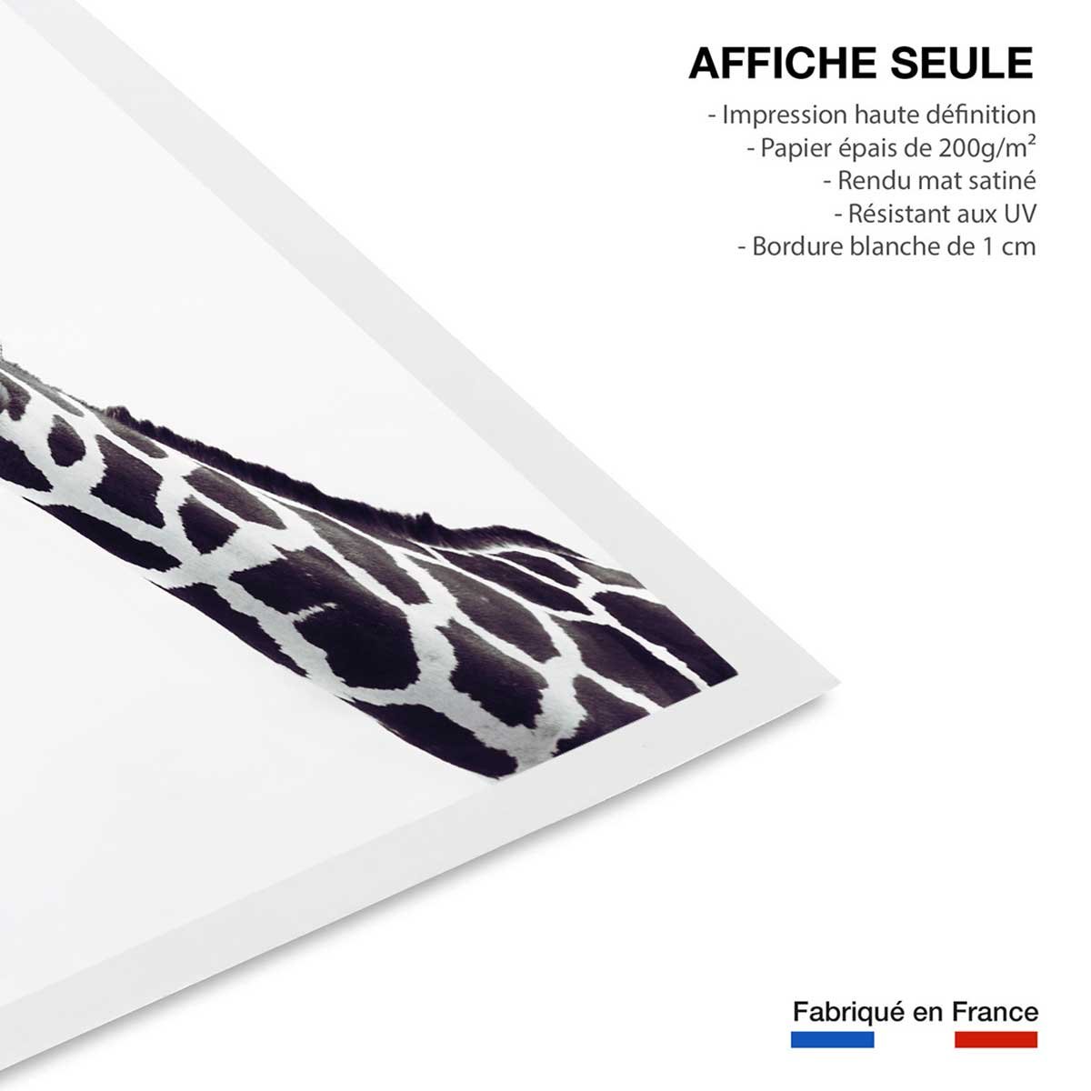 Affiche enfant girafe noire affiche seule, HEXOA