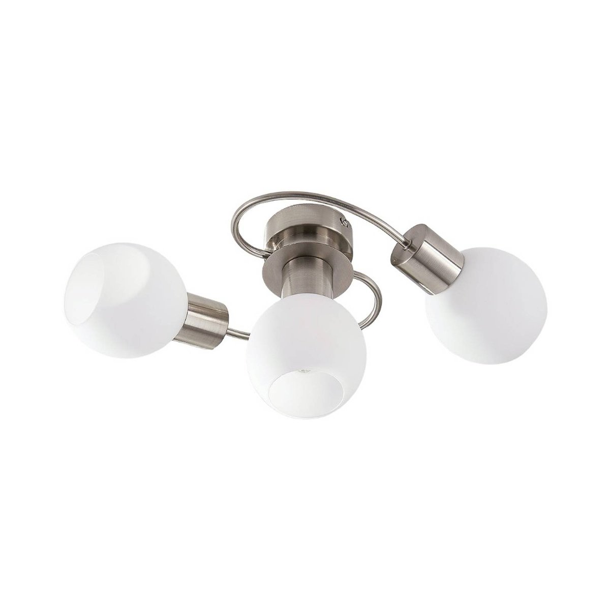 Plafonnier en verre moderne, Ciala blanc, nickel satiné, LINDBY
