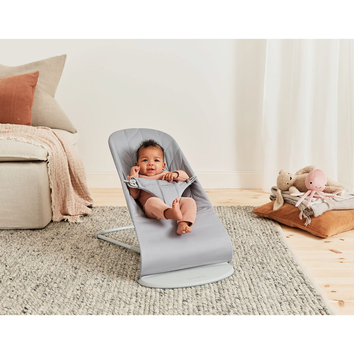 Transat bliss coton matelassage pétale gris clair, BABYBJORN
