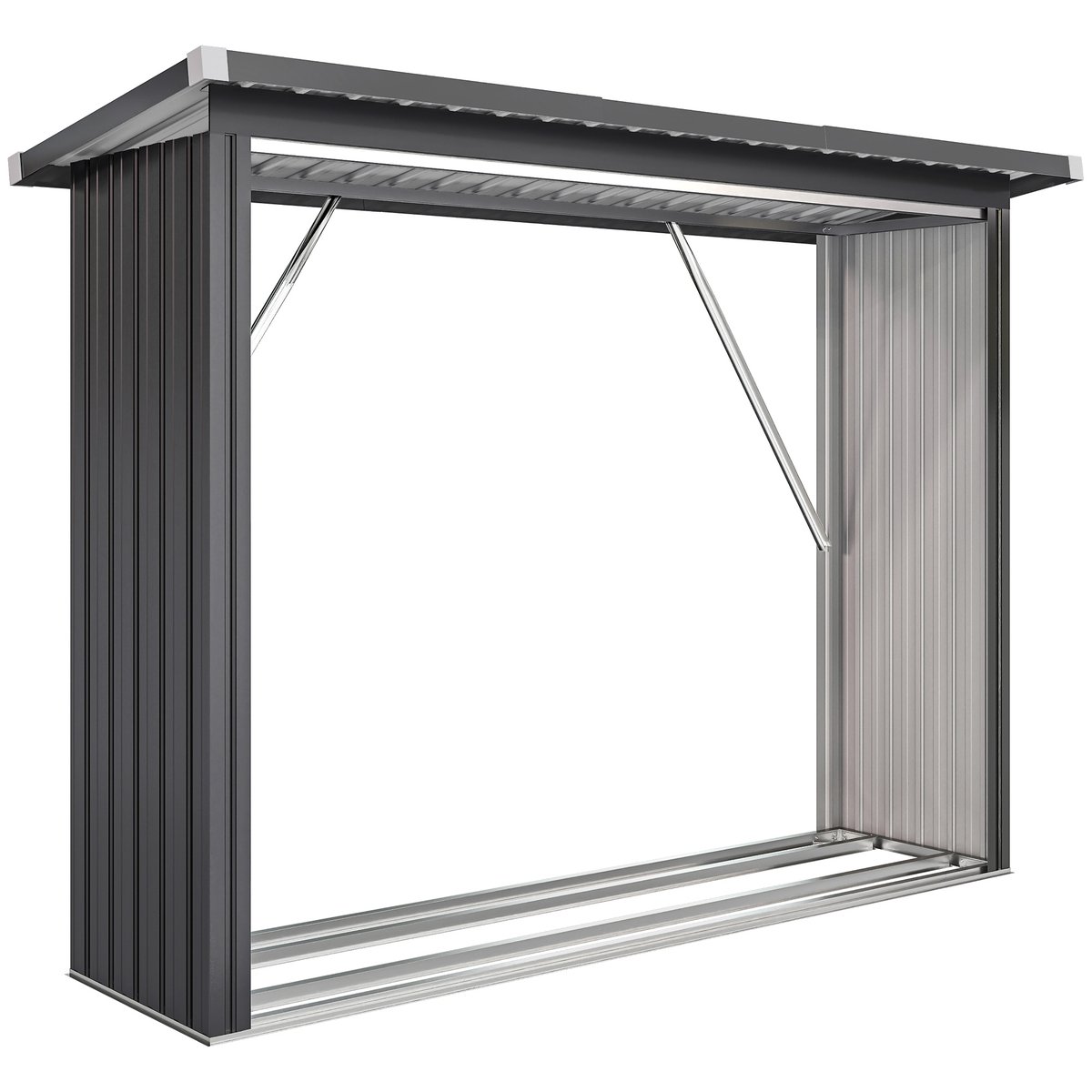 Abri pour le stockage du bois Acier galvanisé gris foncé, OUTSUNNY