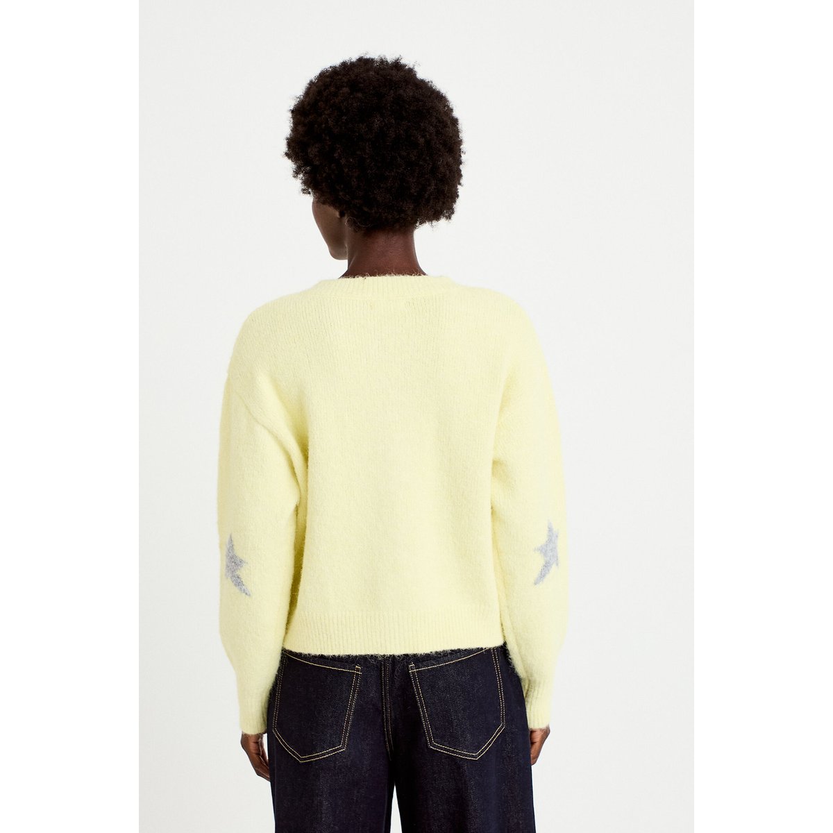 Gilet ample col rond manches longues jaune clair, CACHE CACHE