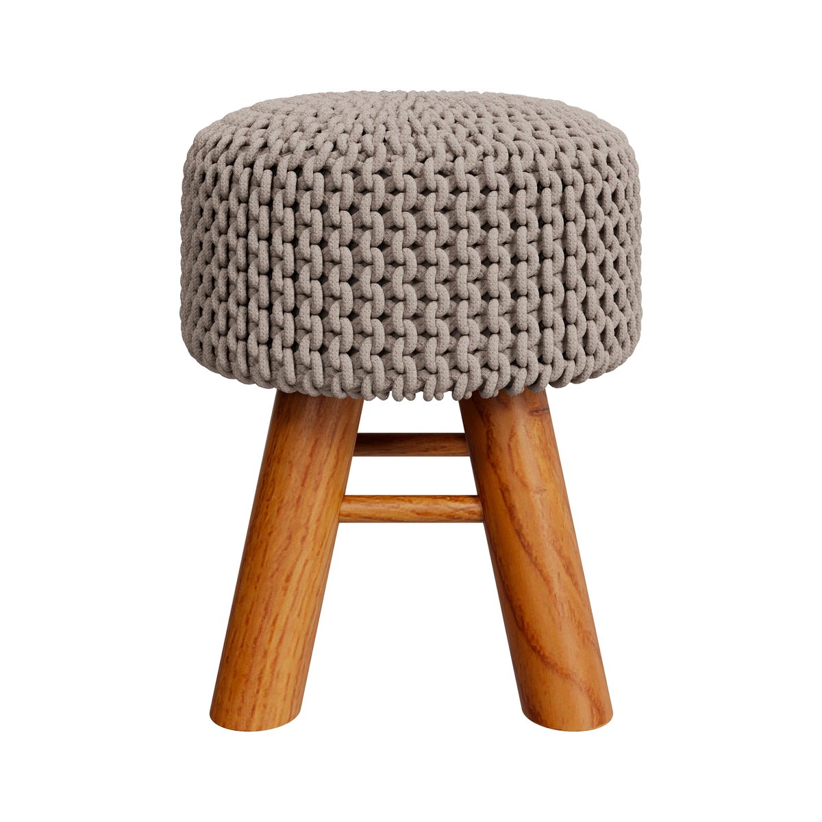 Petit tabouret tricot - LISA gris clair, MAISON PAVANE