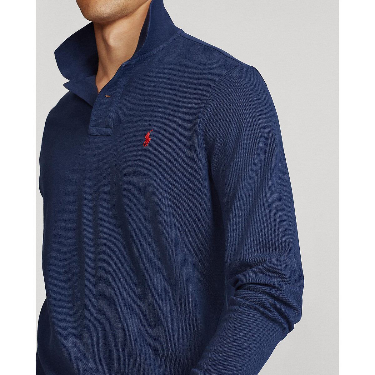 Polo en piqué coupe ajustée bleu marine, POLO RALPH LAUREN