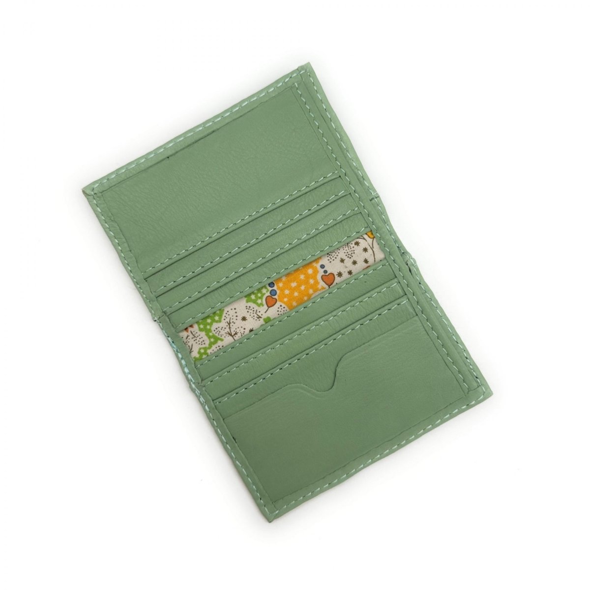 Porte cartes en cuir lisse IMPRESSION vert pastel, OH MY BAG