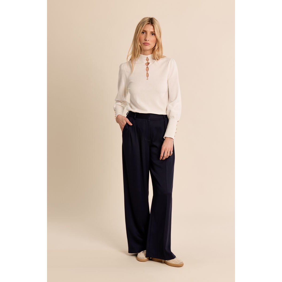 Pull décolleté fantaisie offwhite, MOLLY BRACKEN