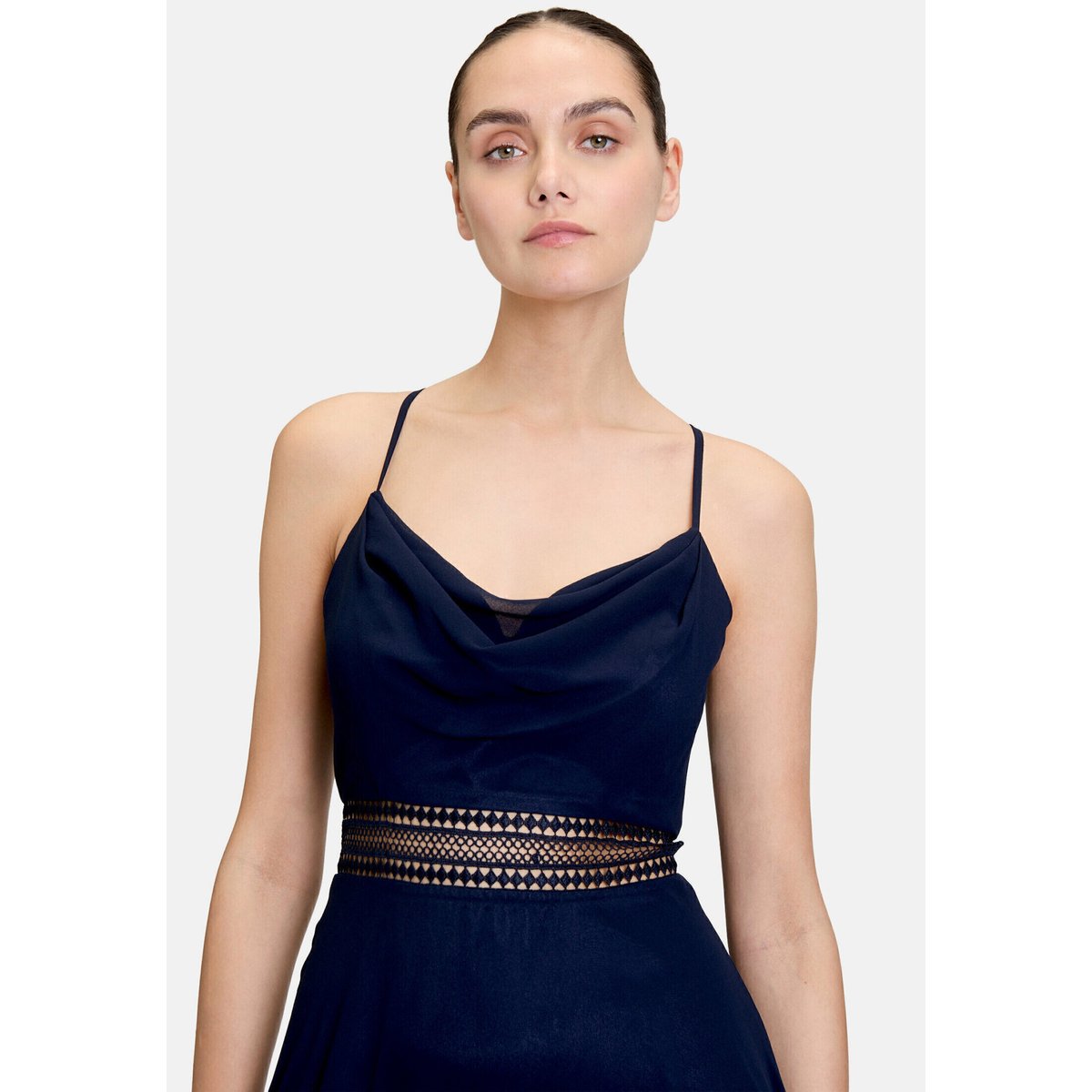 Robe de cocktail à encolure bénitier night sky, VERA MONT