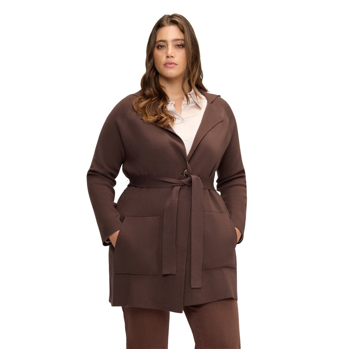 Manteau court avec ceinture marron, FIORELLA RUBINO