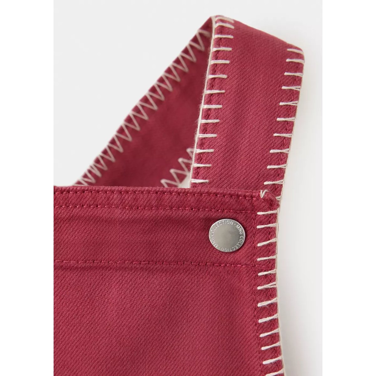 Pichi en denim avec détail de surpiqûre rouge, MANGO BABY