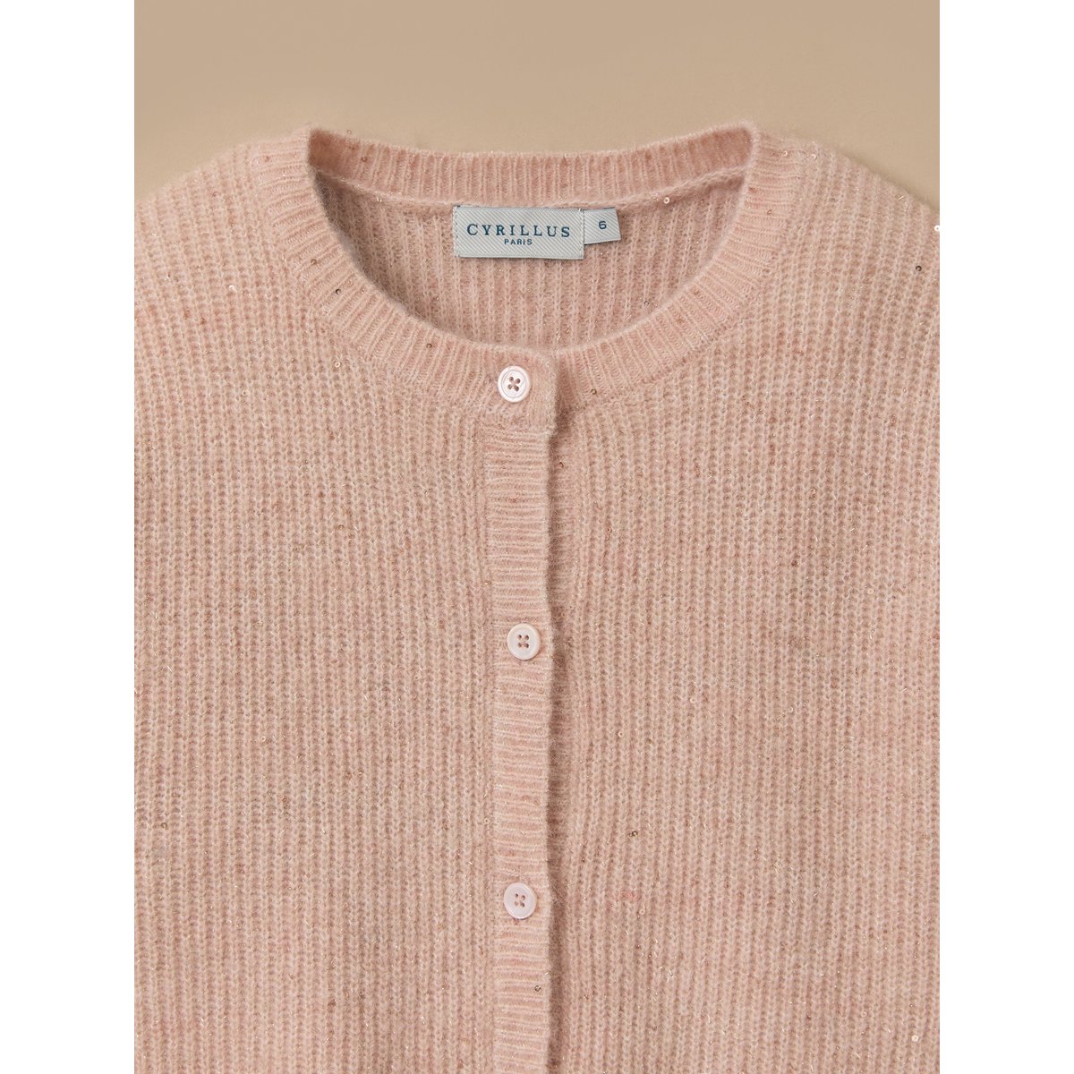 Cardigan laine et mohair rose poudre, CYRILLUS