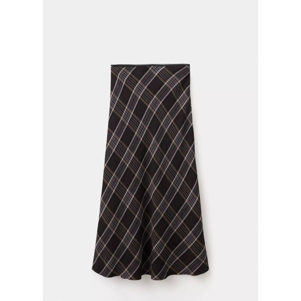 Jupe midi carreaux marron, MANGO