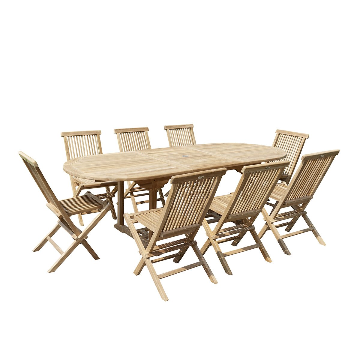 Salon de jardin en teck massif extensible 8/10 places MIDLAND naturel, BERAH GETAH