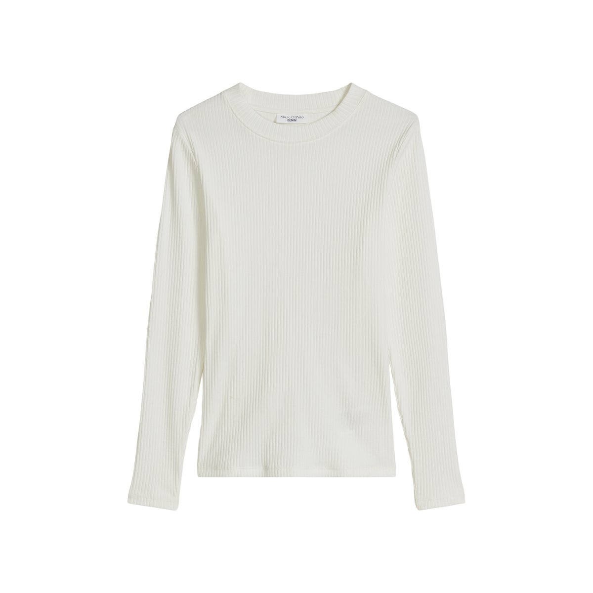 T-shirt long slim en jersey côtelé blanc, MARC O’POLO DENIM