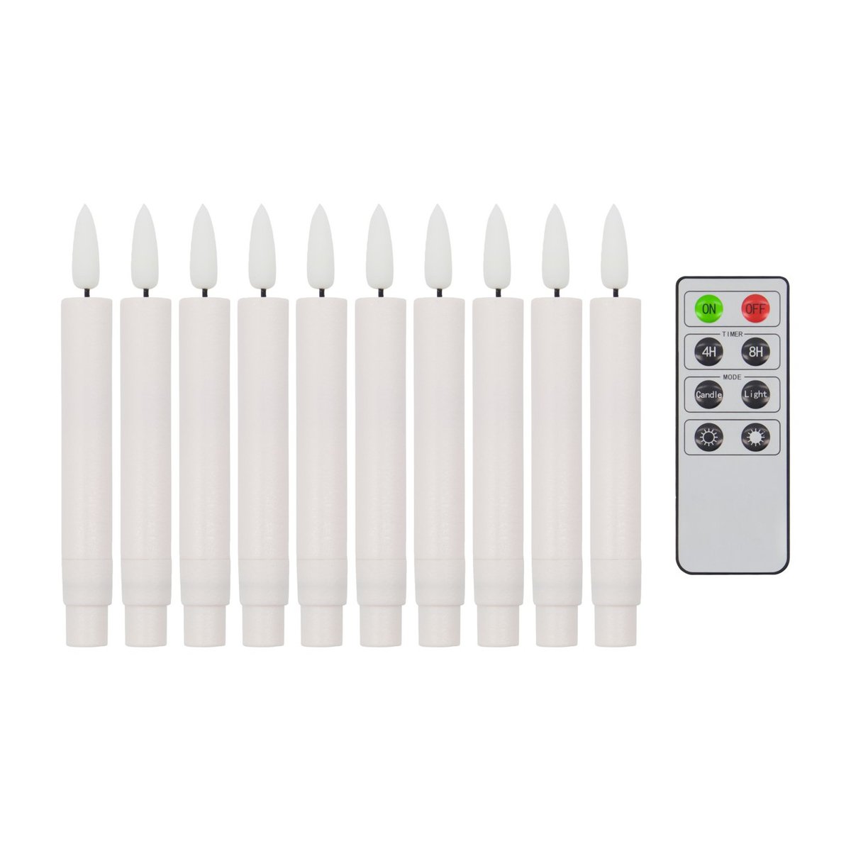 Lot de 10 bougies LED avec telecommande blanc, HOUSE DOCTOR