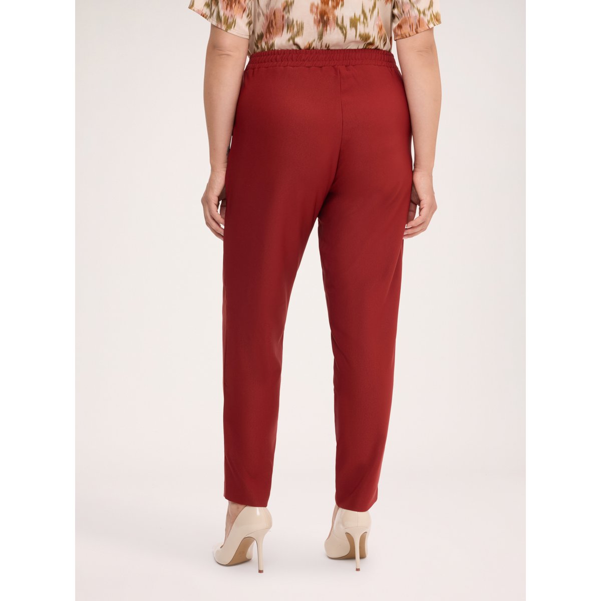 Pantalon droit à cordon de serrage marron, FIORELLA RUBINO