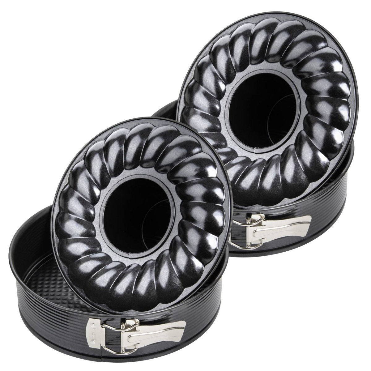 Lot de 2 moules à gâteaux 28/28/6,5 cm Black metallic Black noir, ZENKER