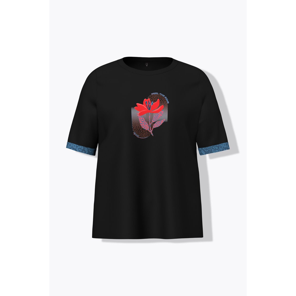 T-shirt technique avec motif imprimé noir, ULLA POPKEN