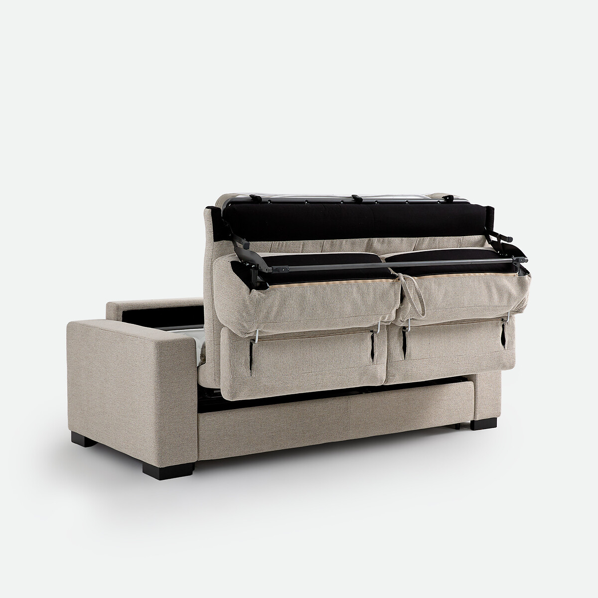 Canapé convertible, 3 places, en tissu texturé chiné, avec têtières, PAO greige, LA REDOUTE INTERIEURS
