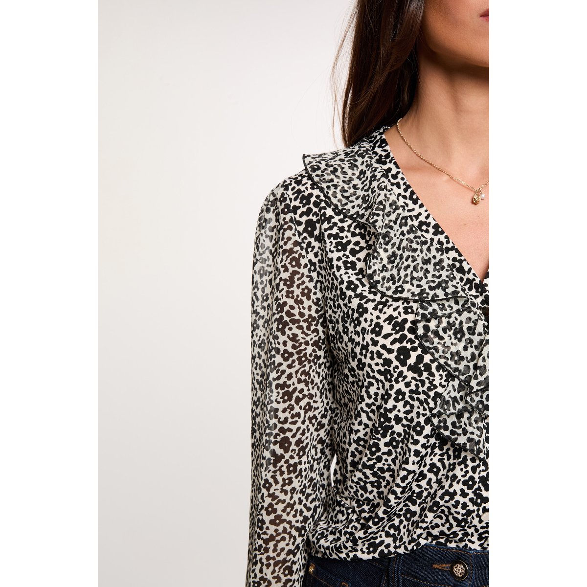 Chemise voile col v blanc, MORGAN