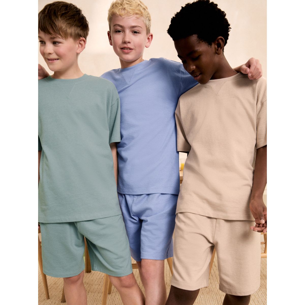 Pyjama short, lot de 3 bleu/vert, NEXT