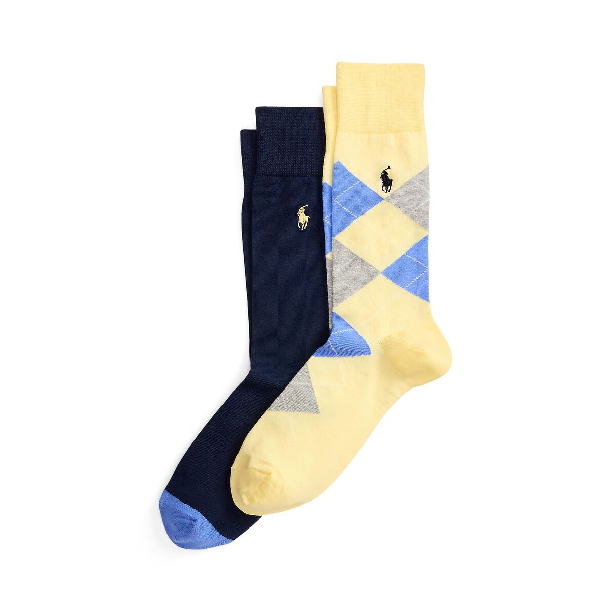 Lot 2 paires de chaussettes à losanges marine/jaune, POLO RALPH LAUREN