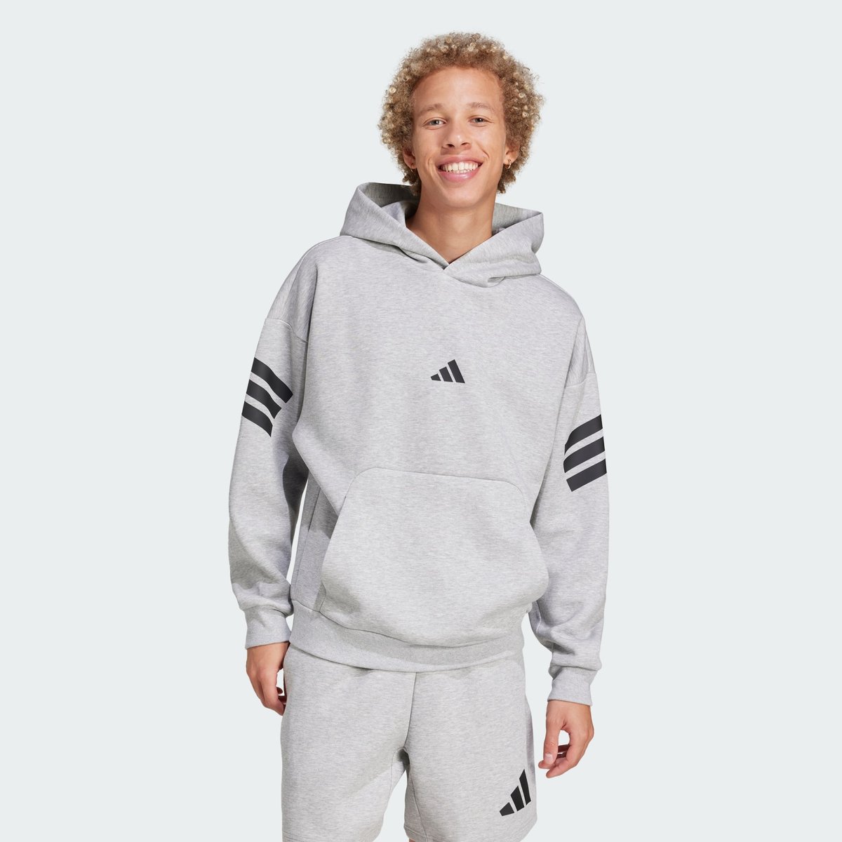 Sweat à capuche Future Icons 3 bandes gris chiné, ADIDAS SPORTSWEAR