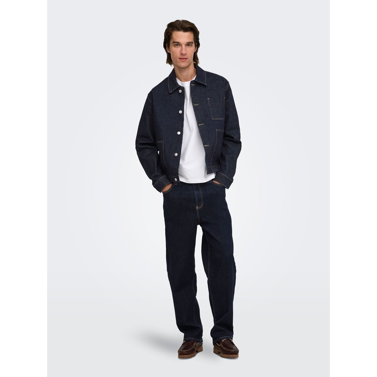 Jean À Coupe Ample dark blue denim, ONLY & SONS