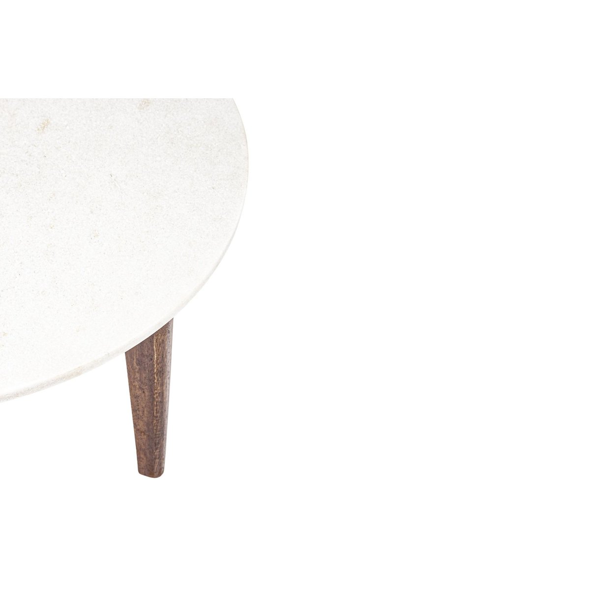 Table basse ronde vintage en manguier et marbre blanc L75 - BLANY blanc, HELLIN, DEPUIS 1862