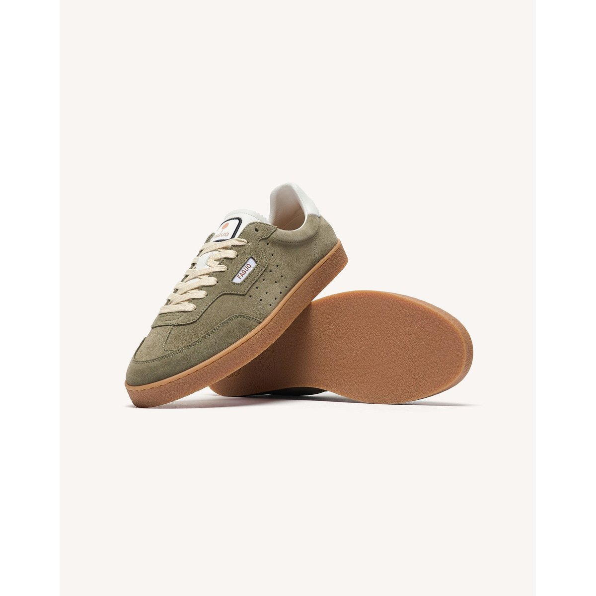 Baskets basses suede LUMBO kaki foncé, FAGUO
