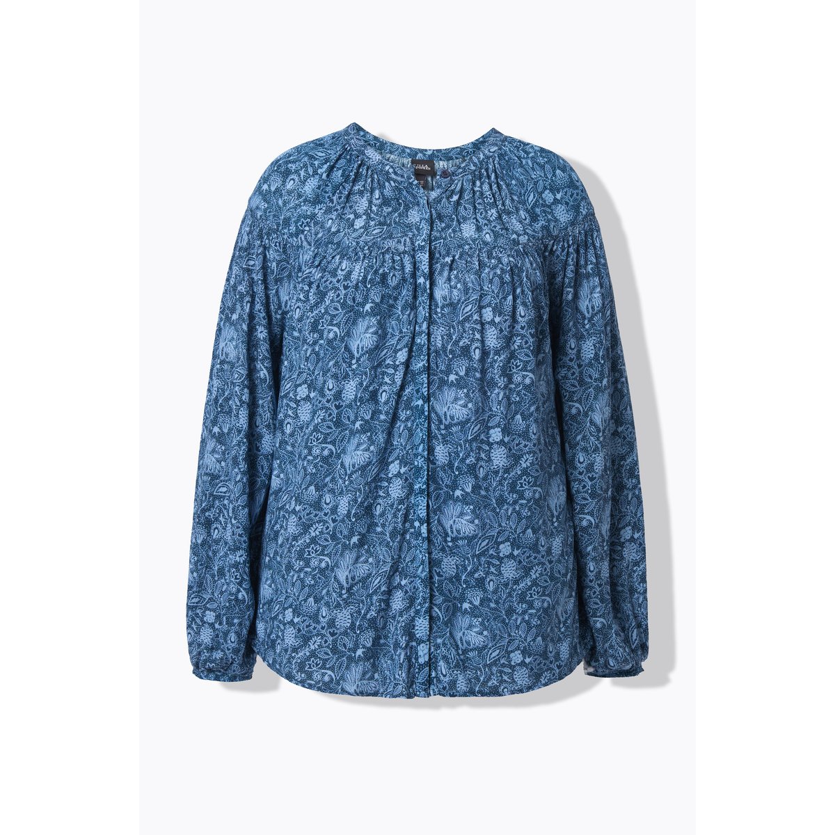 Blouse motif fleurs/hirondelles bleu encre, ULLA POPKEN