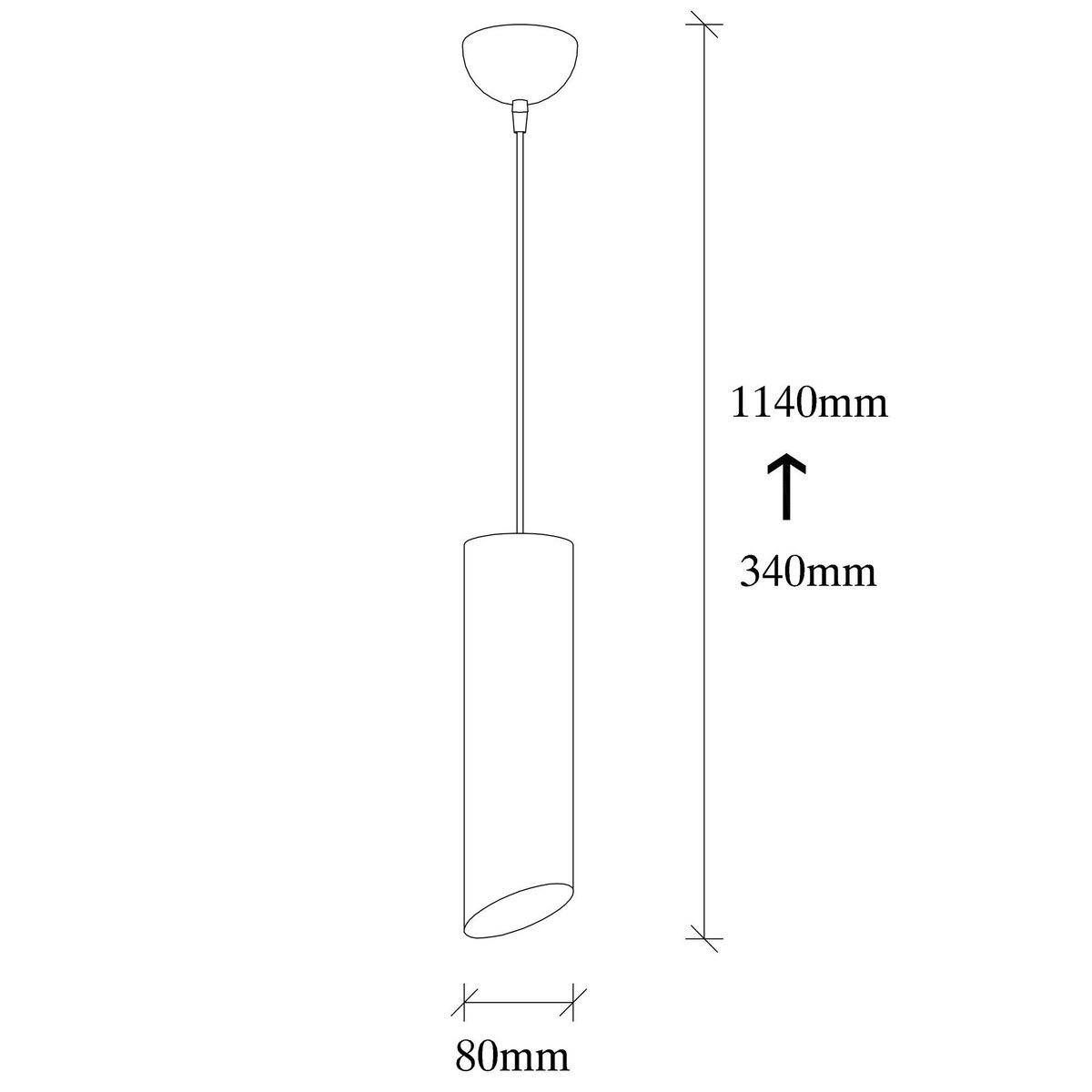 Lampe de chevet suspendue noire mat, forme cylindre SILE noir, PIER IMPORT