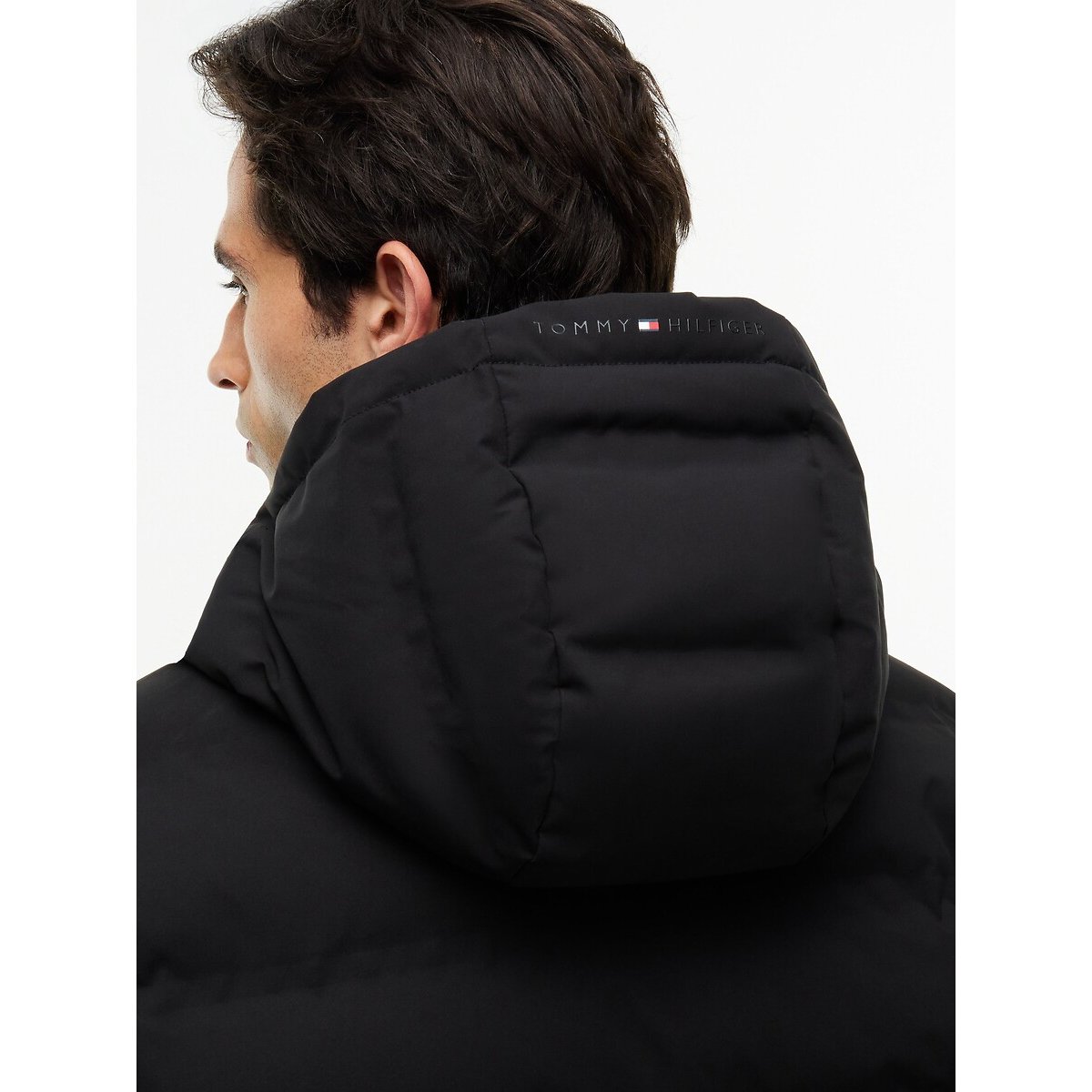 Piumino con cappuccio nero , TOMMY HILFIGER