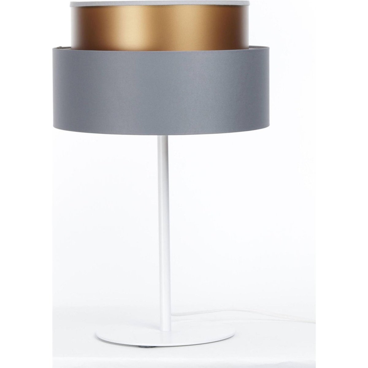 Lampe à poser en tissu, DUO ELLEGANT gris satin avec intérieur cuivre, BPS KONCEPT