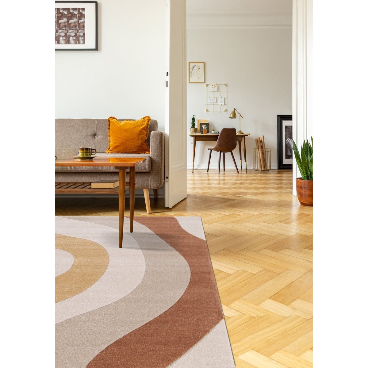 Tapis doux et résistant aux teintes chaleureuses FAUVE multicouleur, AFK LIVING