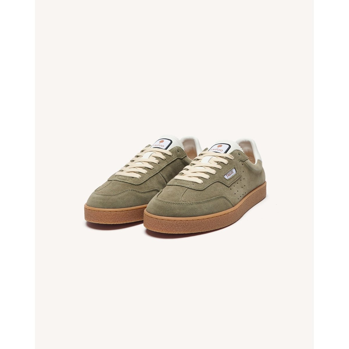 Baskets basses suede LUMBO kaki foncé, FAGUO