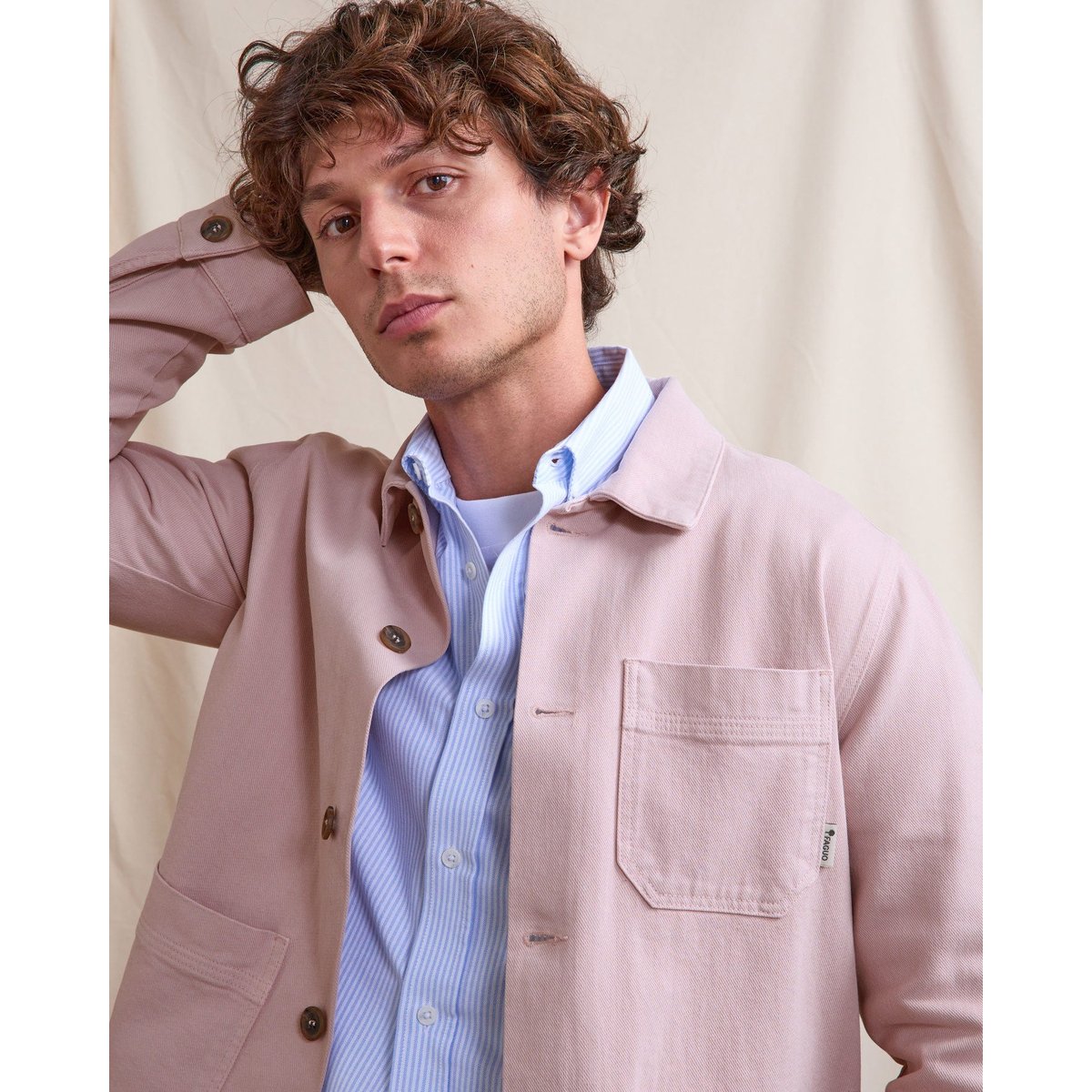 Veste LORGE rose grisé, FAGUO