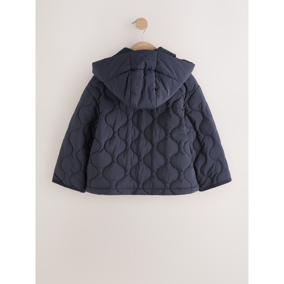 Duffle-coat déperlant à col en velours côtelé bleu marine, NEXT