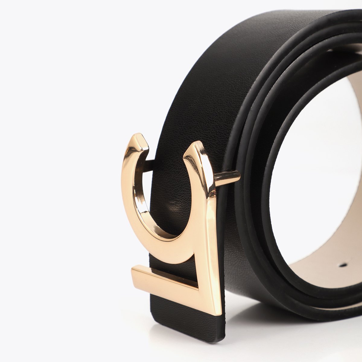 Ceinture réversible à logo métallique noir, LOLA CASADEMUNT